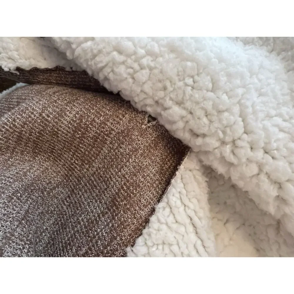 Sherpa Jacket Boho David And Danny Sweater Brown White Wrap Warm Boho Coat Sz S